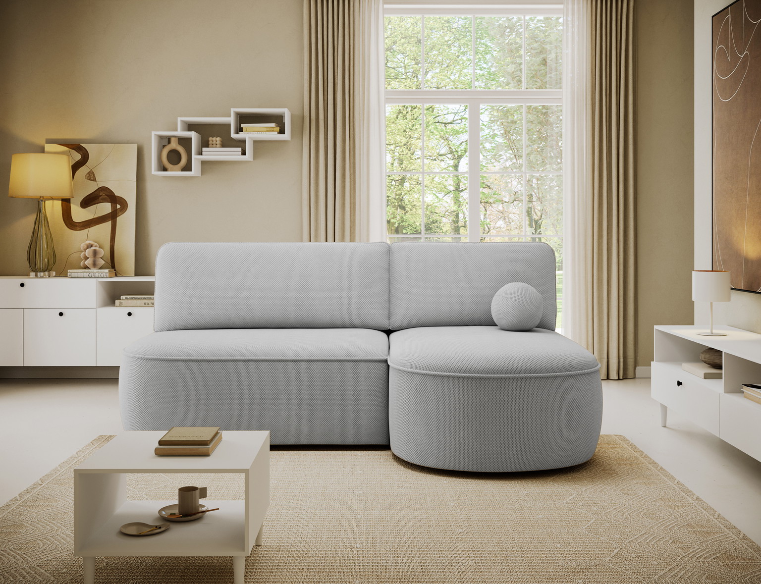 Kampinė sofa - lova Livosa Calmora 04, pilka sp., dešininė, 144 x 220 cm x 93 cm - 5