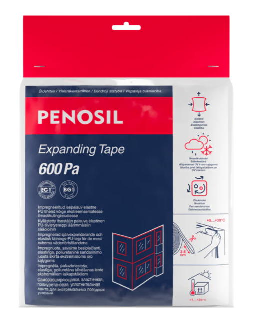 Savaime besiplečianti juosta PENOSIL Expanding Tape 600Pa,10/3-5mm, juodos sp., 10m/rul-0