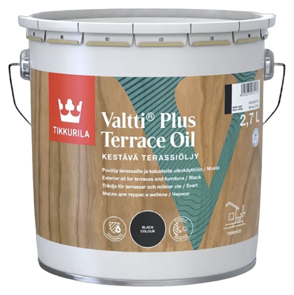 Terasų ir lauko baldų aliejus TIKKURILA VALTTI PLUS TERRACE OIL, juodos sp., 2,7 l-0