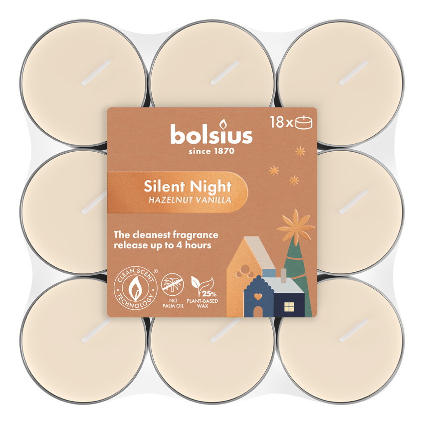 Kvepiančios skridininės žvakės Bolsius Silent Night, kreminės sp., 18 vnt.-0