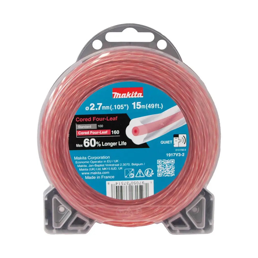 Spiralinis žoliapjovės pjovimo valas MAKITA, 2,7 mm x 15 m, nailoninis-0