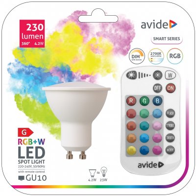 LED lemputė AVIDE, GU10, 4,2W (=23W), RGB, 2700K, 230 lm, dimeriuojama, 360°, su pulteliu - 2