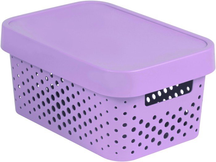 Daiktų saugojimo dėžė su dangčiu CURVER INFINITY DOTS, rožinės spalvos, h12 x 27 x 19 cm, 4,5 L