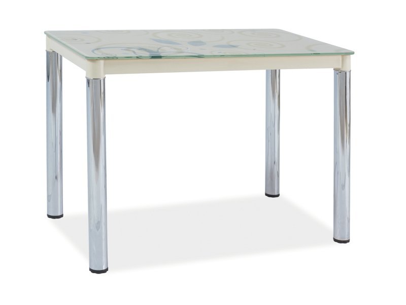 Valgomojo stalas DAMAR II, 100x60 cm, kreminė/chromo