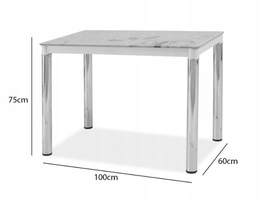 Valgomojo stalas DAMAR II, 100x60 cm, kreminė/chromo - 2