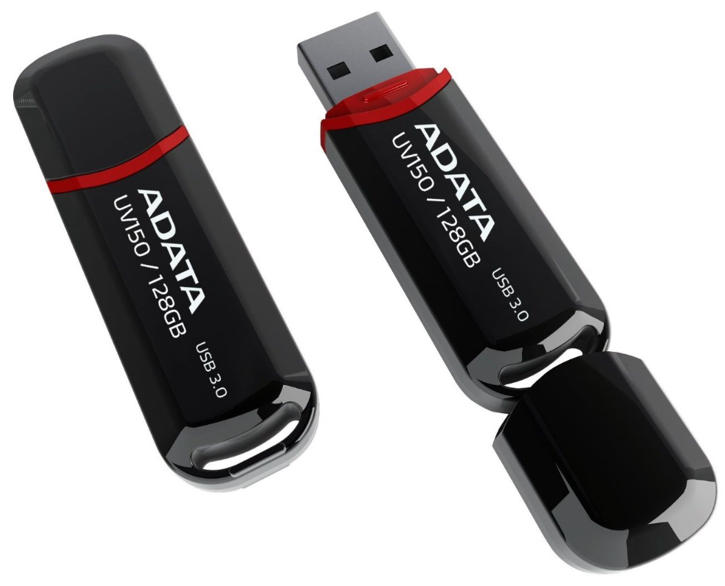 USB atmintinė Adata UV150, juoda/raudona, 128 GB