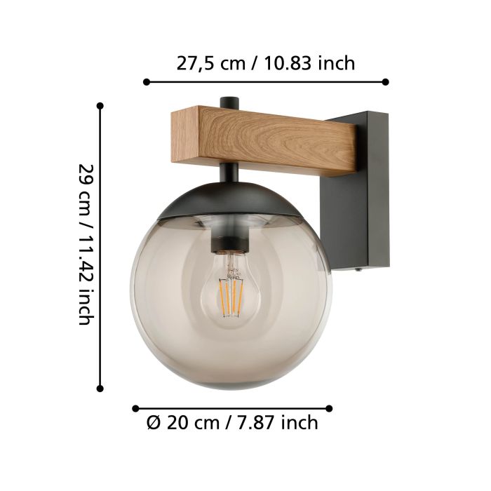 Sieninis lauko šviestuvas EGLO Bufalat , IP44, 1 x E27, max 40 W, ⌀20 x h29 cm - 3
