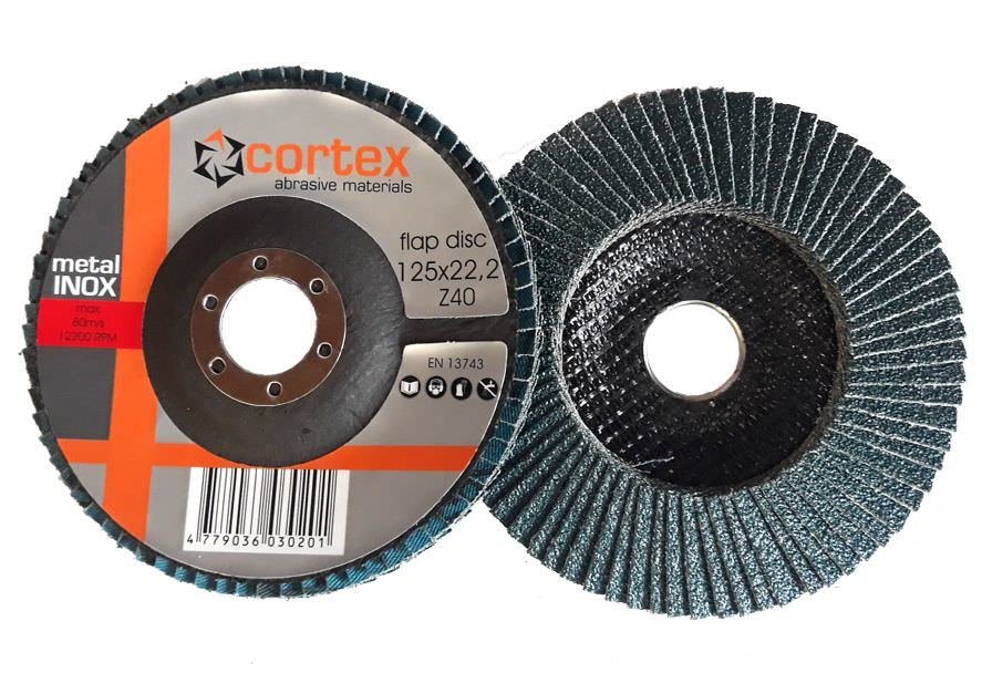 Žiedlapinis šlifavimo diskas CORTEX, 125 x 22 mm, Z40, cirkonis