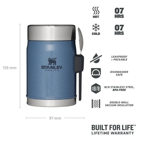 Nerūdijančio plieno maisto termosas STANLEY CLASSIC Hammertone Lake, mėlynos sp., 0,4 L - 3