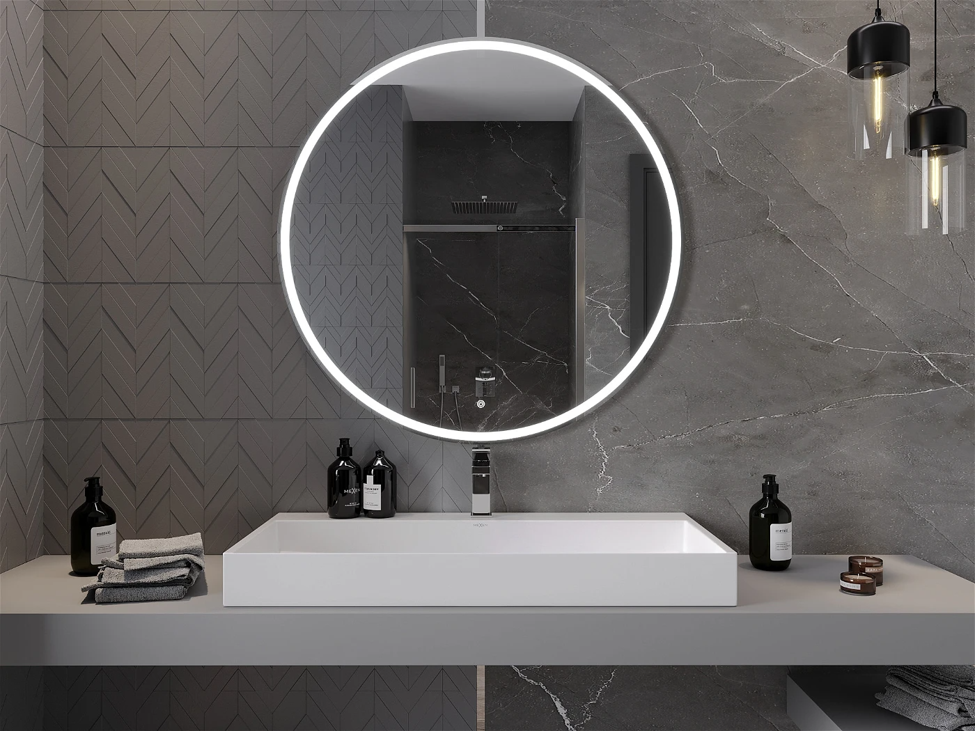 Vonios veidrodis Mexen Gobi su LED apšvietimu ir šildymo kilimėliu, 100 cm - 4