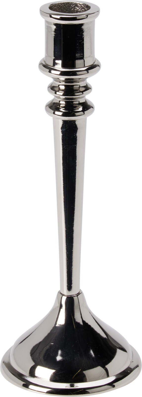Metalinė žvakidė, sidabrinės sp., 22 cm