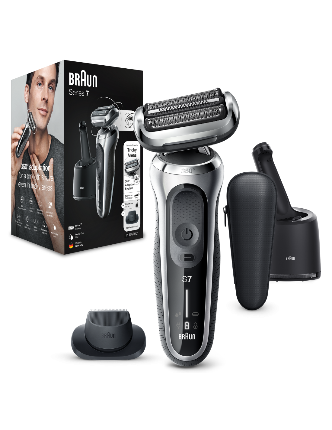 Barzdaskutė Braun Series 7 71-S7200cc, li-ion, sidabro/juoda - 1