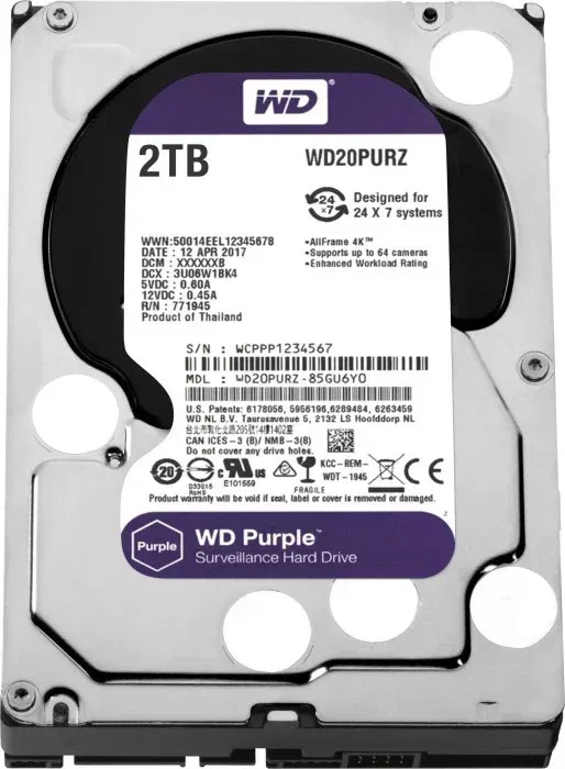 Kietasis diskas (HDD) Western Digital WD22PURZ, 3.5", 2 TB - 4