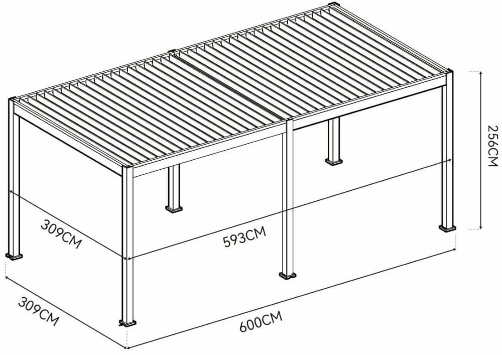 Pavėsinė Pergola ELEGANCE AUTOMATIC 300x600x256 cm su LED, Anthracite/Light Grey - 2