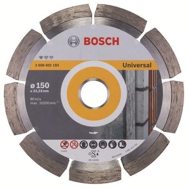 Deimantinis segmentinis pjovimo diskas BOSCH UNIVERSAL, 150 x 2,0 x 22,23 mm, betonui, mūrui