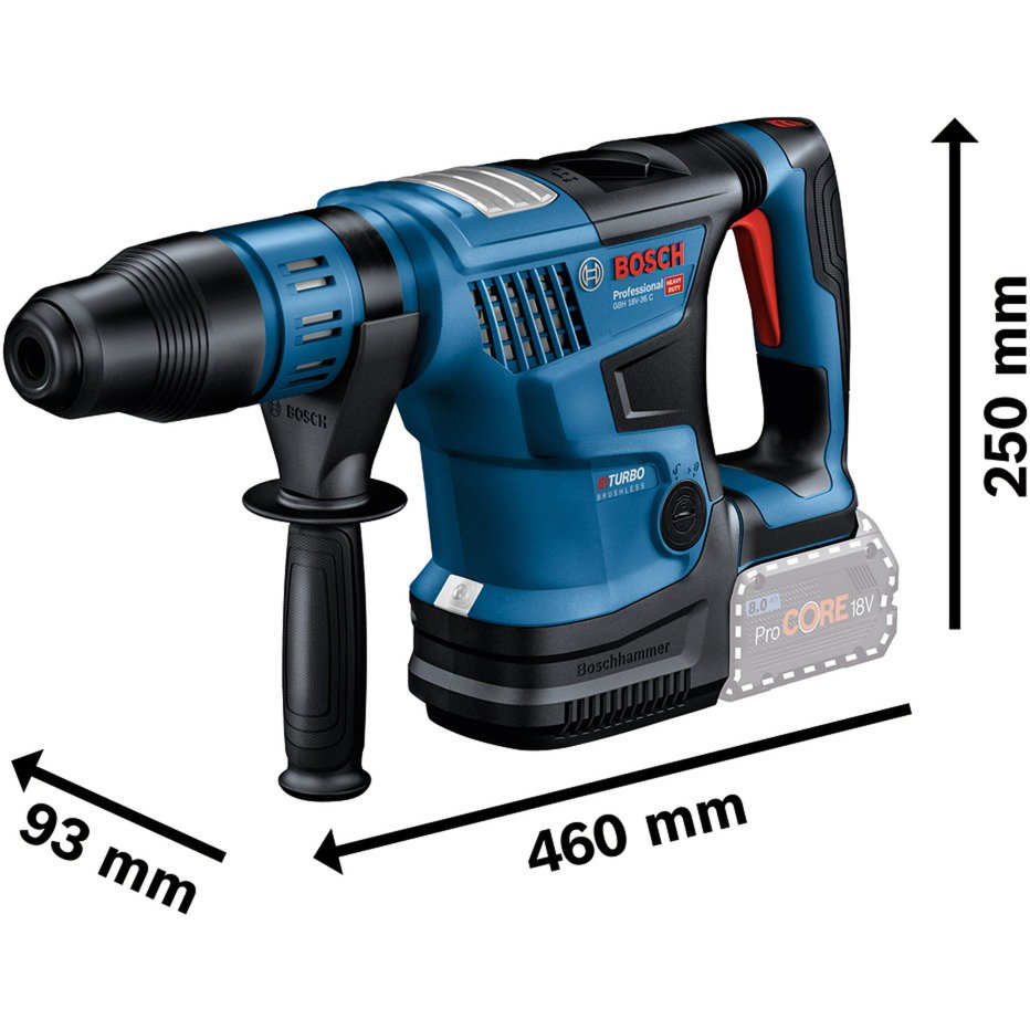 Akumuliatorinis perforatorius BOSCH PRO BITURBO GBH 18V-36 C solo (be akum., su Bluetooth) - 2