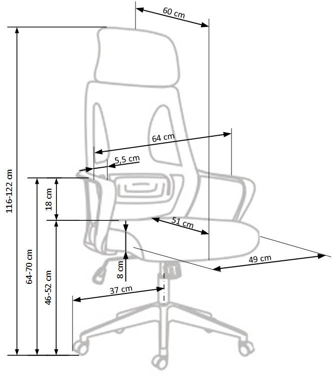 Biuro kėdė VALDEZ, juoda/pilka - 3
