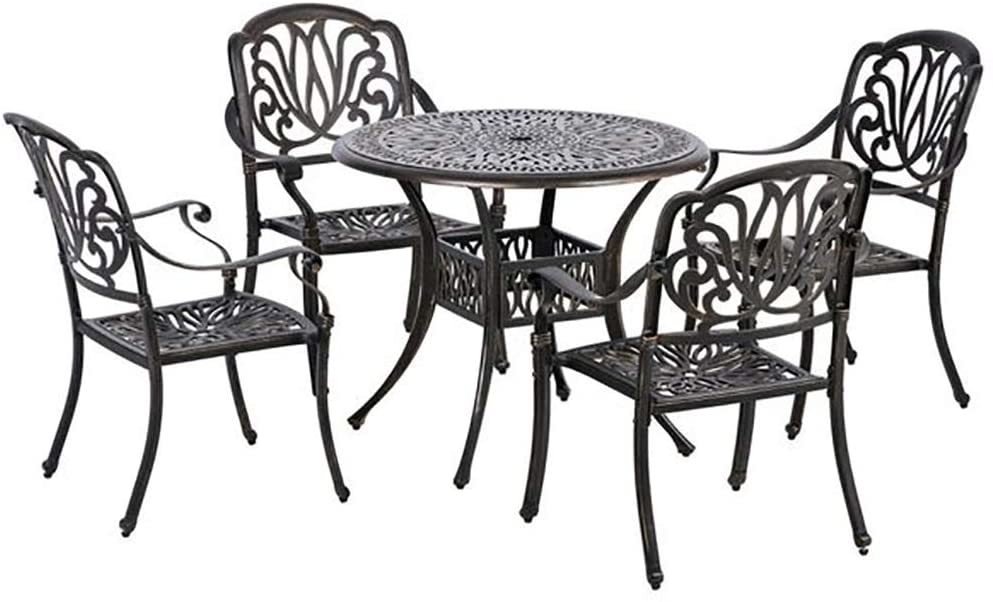 Metalinių sodo baldų komplektas, stalas ø 90 x 73 cm, 4 kėdės 64 x 68 x 89 cm