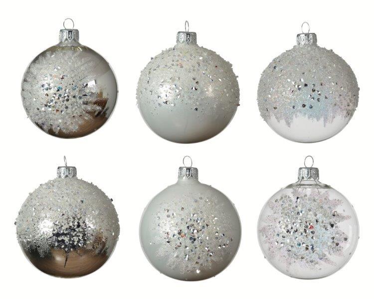 Stiklinis kalėdinis eglės žaisliukas BAUBLE, įvairių sp., 6 rušys, 8 cm, 1 vnt-0
