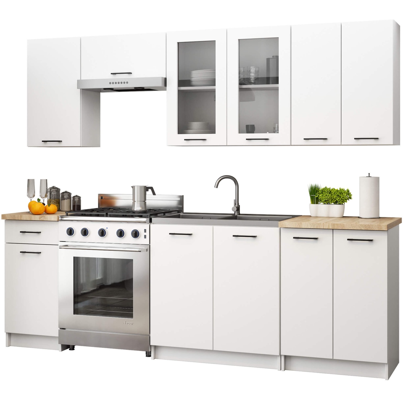 Virtuvės baldų komplektas OLIVIA H720 ,240 cm, balta-0