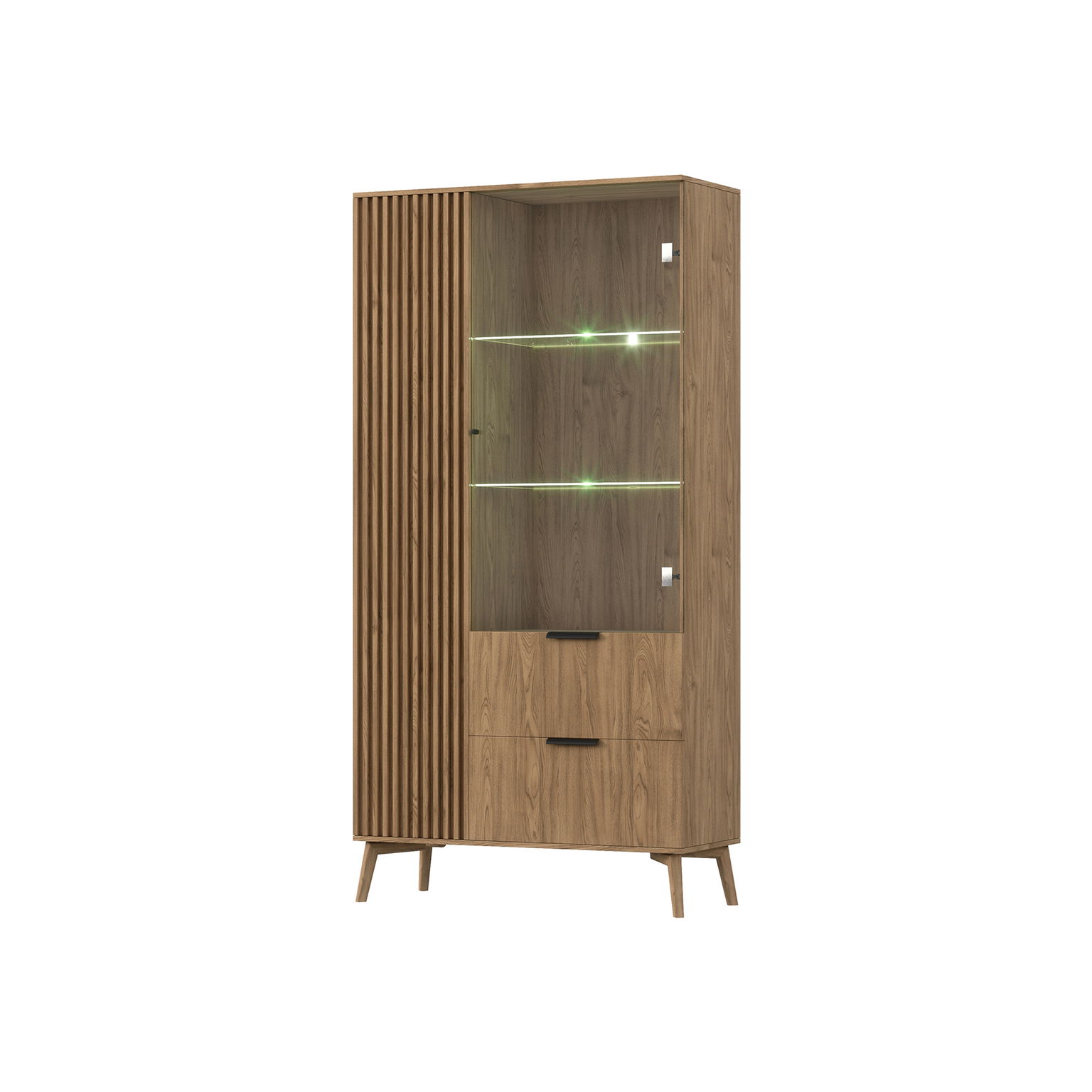 Pastatoma vitrina su LED apšvietimu Entsian 100, ąžuolo - 2