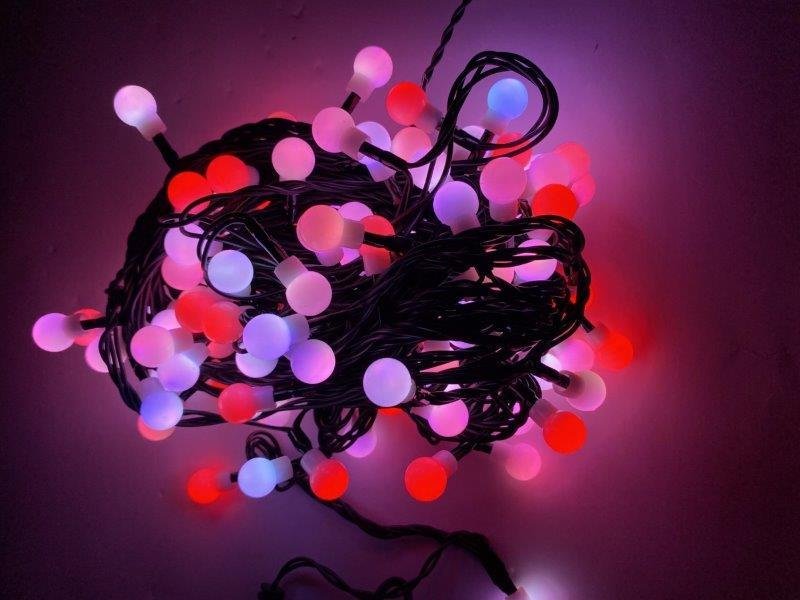 Elektrinė girlianda BURBULIUKAI, RGB, 100 LED, IP44, 3,1 W, 31V, įvairių spalvų - 2