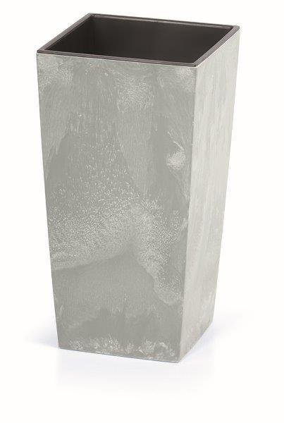 Plastikinis vazonas URBI SQUARE BETON, su įdėklu, pilkos sp., 26,5 x 26,5 x 50 cm - 1