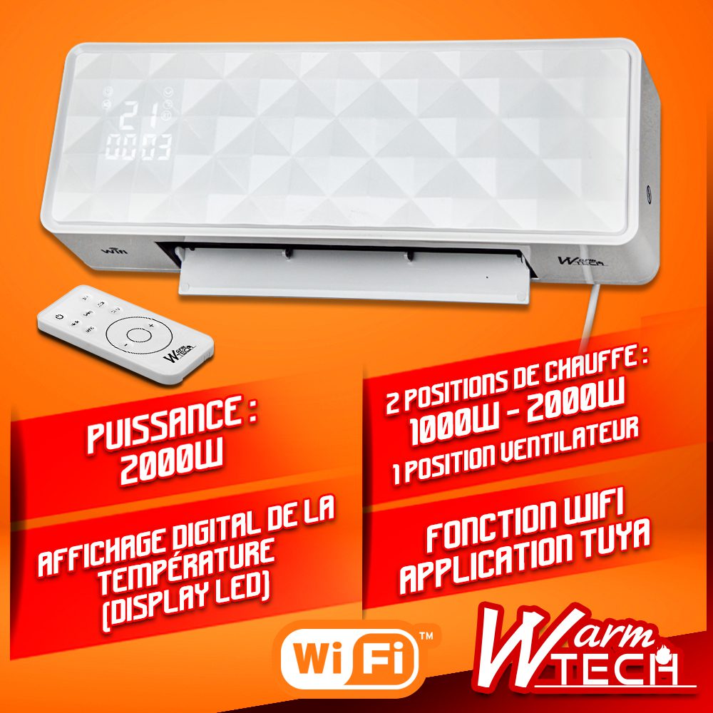 Keraminis sieninis šildytuvas 2000W-WiFi - 3