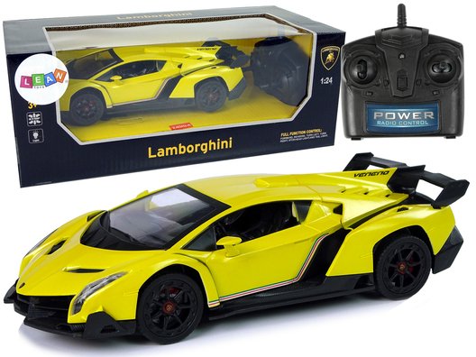 Radijo bangomis valdomas Lamborghini Veneno 1:24 geltonas su pulteliu - 3