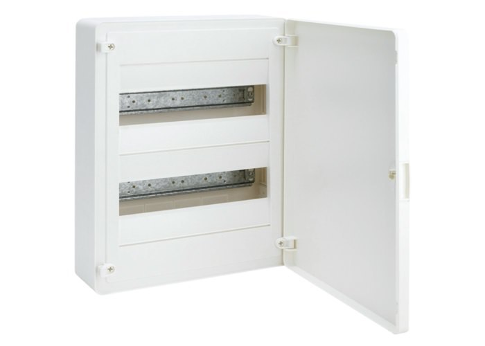 Virštinkinis skydelis HAGER Golf, IP40, plastikinis, su baltomis durelėmis, 2 x 12 mod.-0