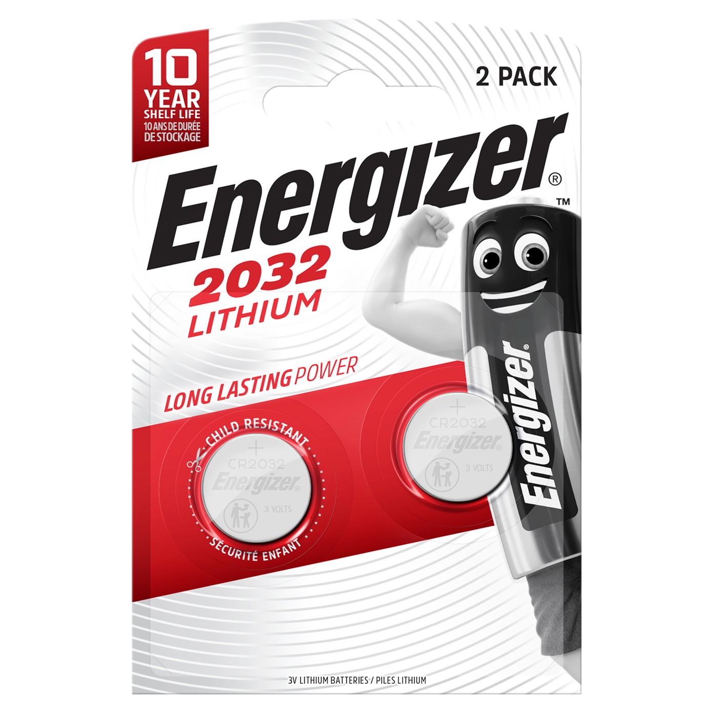 Elementai ENERGIZER Lithium, 3V, CR2032, ličio, 2 vnt-0