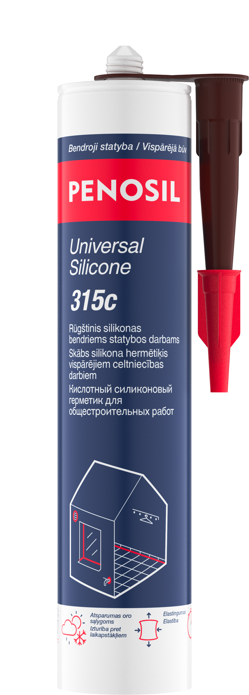 Universalus rūgštinis silikonas PENOSIL Universal Silicone  315c, rudas, 280 ml