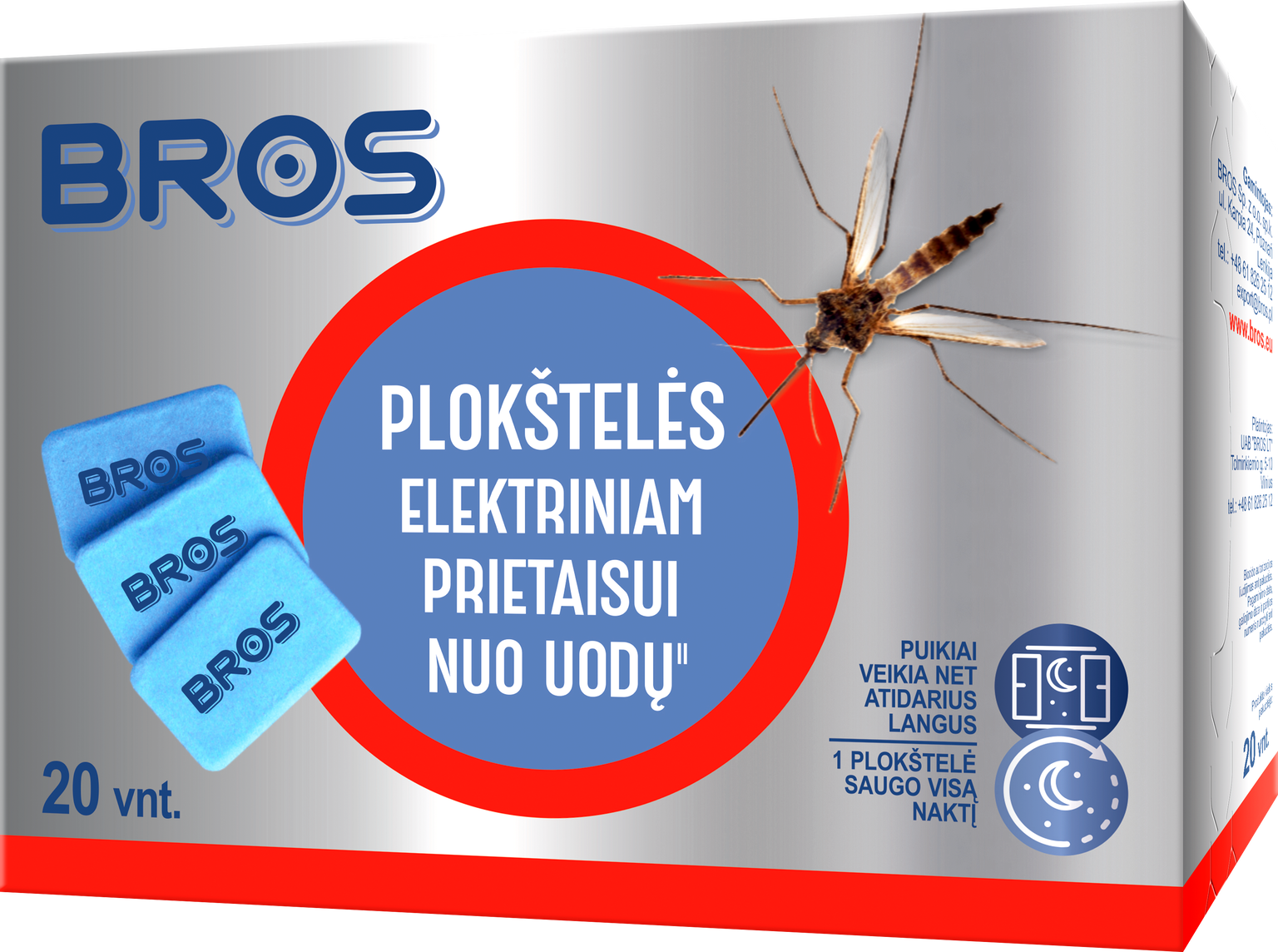 Elektrinio fumigatoriaus plokštelės nuo uodų BROS, 20 plokštelių-0