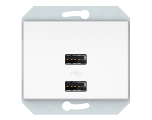 USB maitinimo lizdas QR1000, 2 vietų, 5V DC 3,4 A b/r, baltos sp.