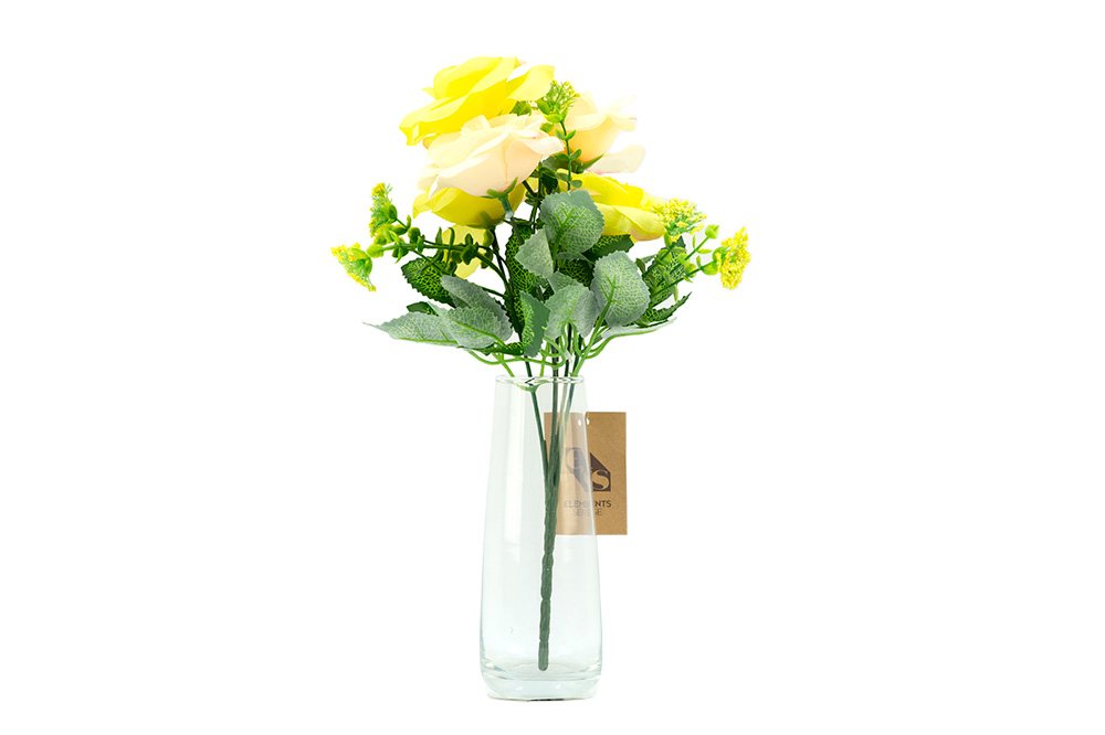 Dirbtinių gėlių puokštė ROSE, įv. spalvų, 5 žiedai, 25 cm - 3