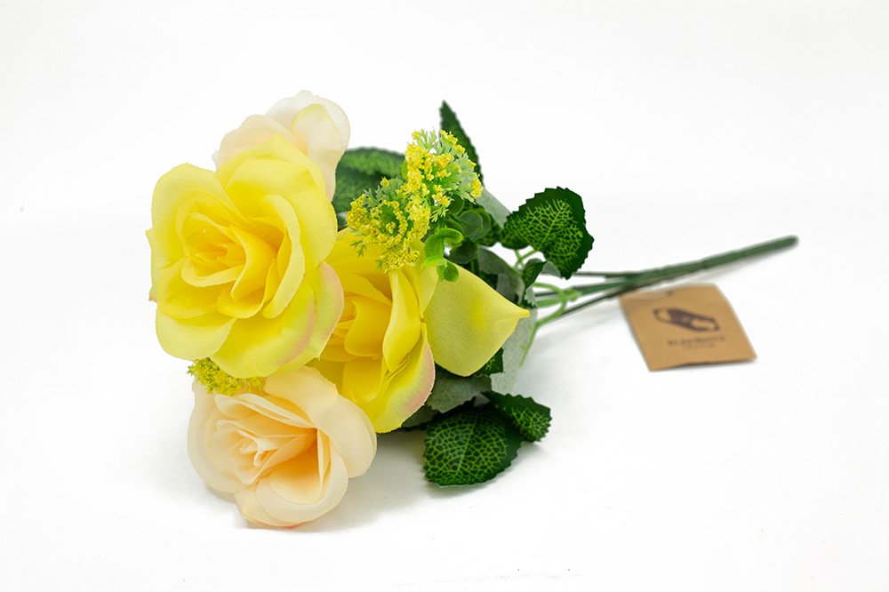 Dirbtinių gėlių puokštė ROSE, įv. spalvų, 5 žiedai, 25 cm - 2