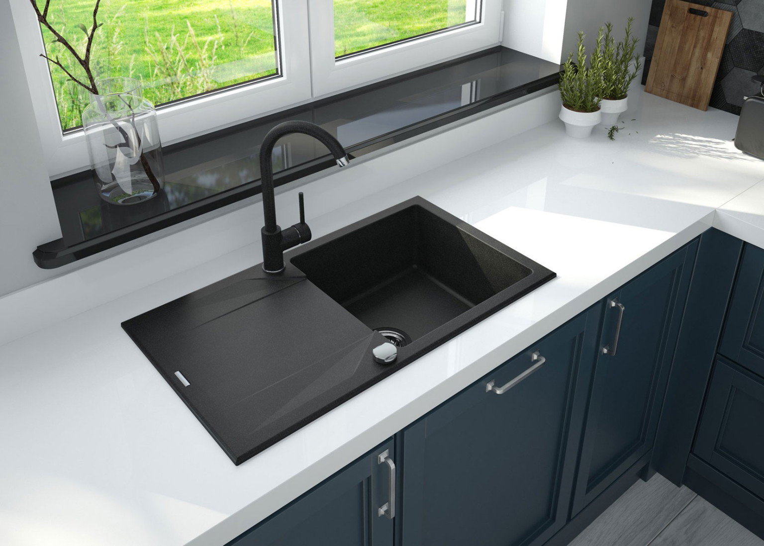 Deante granitinė virtuvinė plautuvė Deante Evora ZQJ 2113, Graphite - 5