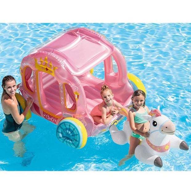 Pripučiamas plaukiojimo PRINCESS CARRIAGE, rožinės sp., vežimo: 145x135x104 cm, arklio: 124x58x66 cm-1