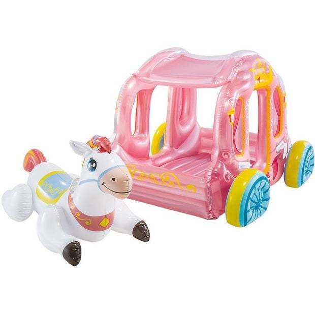 Pripučiamas plaukiojimo PRINCESS CARRIAGE, rožinės sp., vežimo: 145x135x104 cm, arklio: 124x58x66 cm-0
