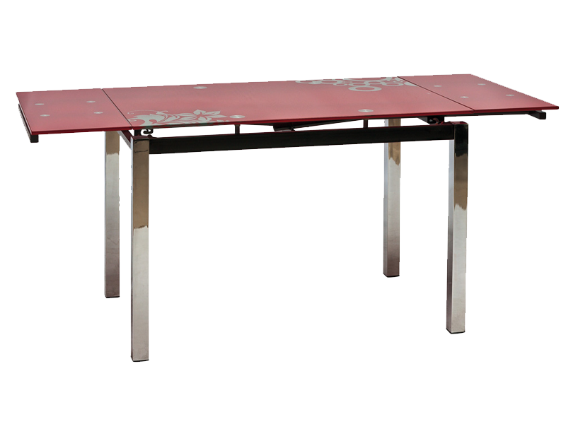 Valgomojo stalas GD017, 110 x 74 cm, raudona/chromo
