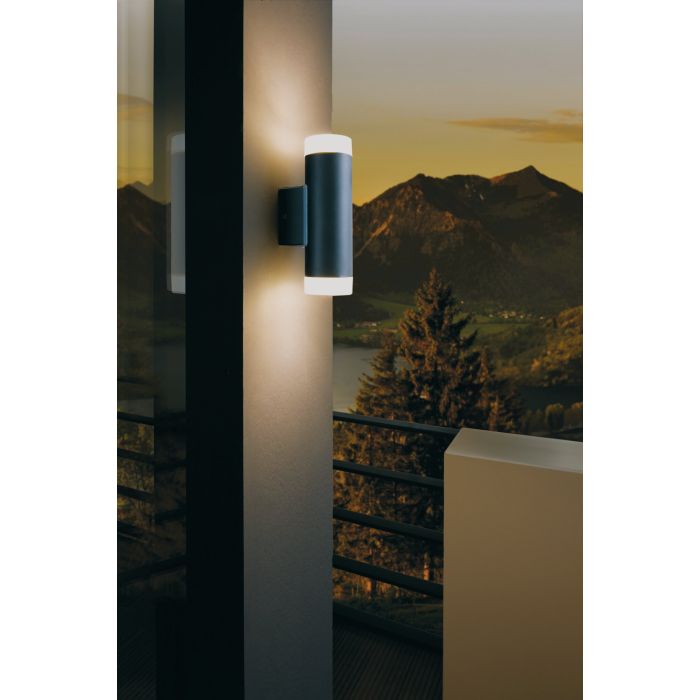 Sieninis lauko šviestuvas EGLO RIGA, IP54, GU10, 2x4,6W, 4000K, 2x400lm, juodas 7x12x22cm - 3