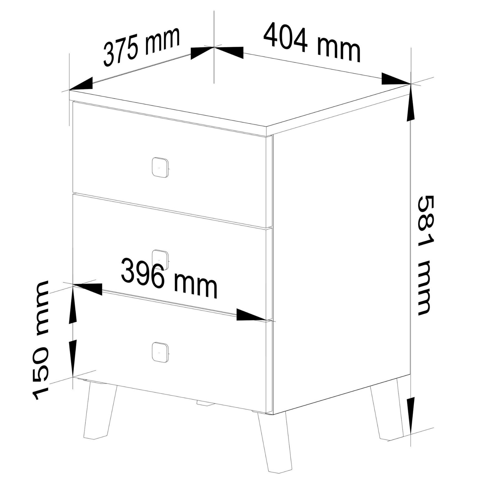 Naktinis staliukas MOBI K-03, balta/juoda - 3