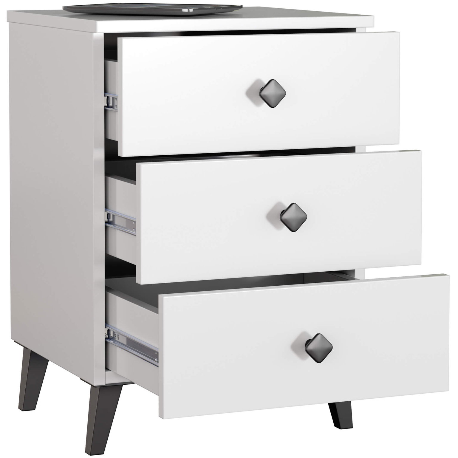 Naktinis staliukas MOBI K-03, balta/juoda-1