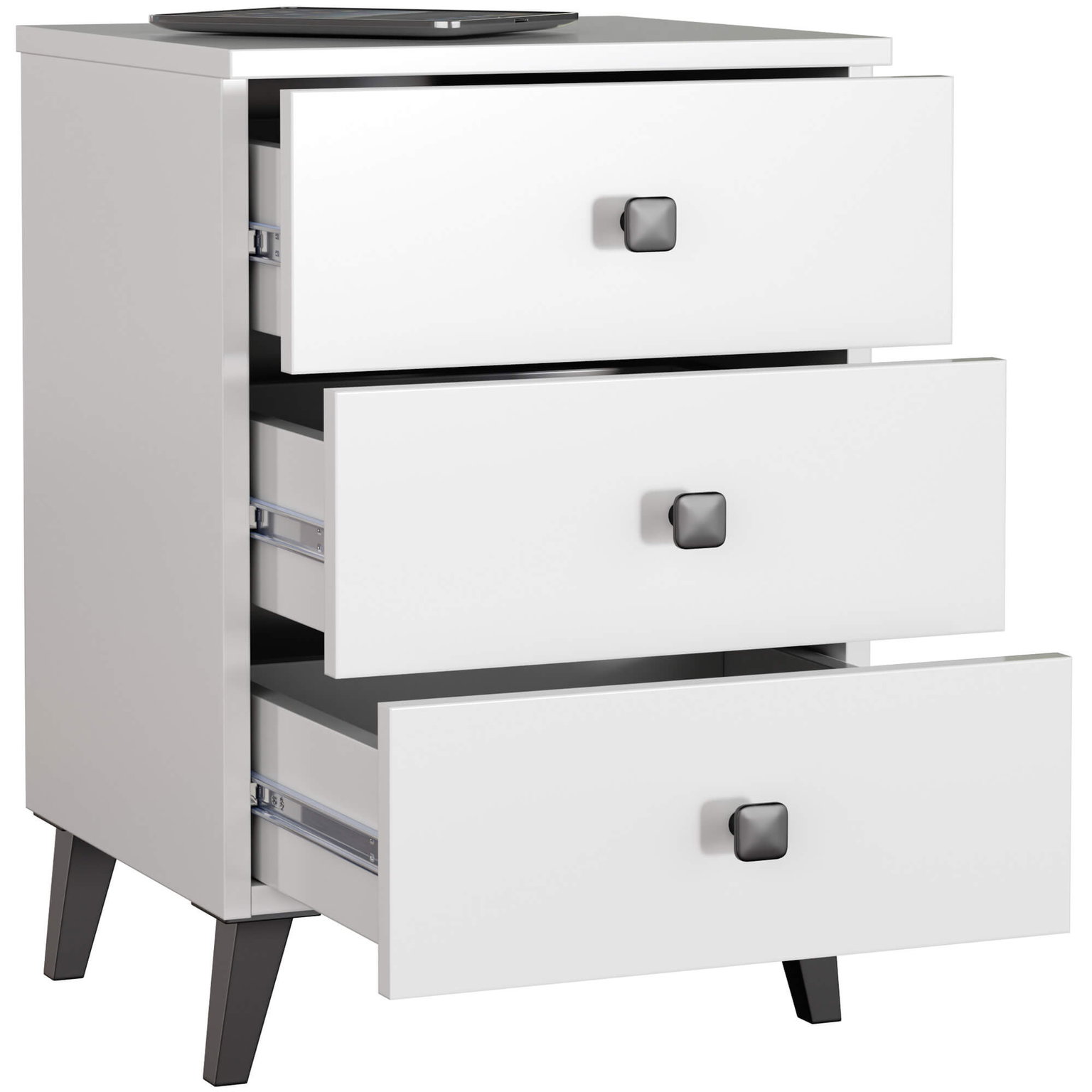 Naktinis staliukas MOBI K-03, balta/juoda - 5