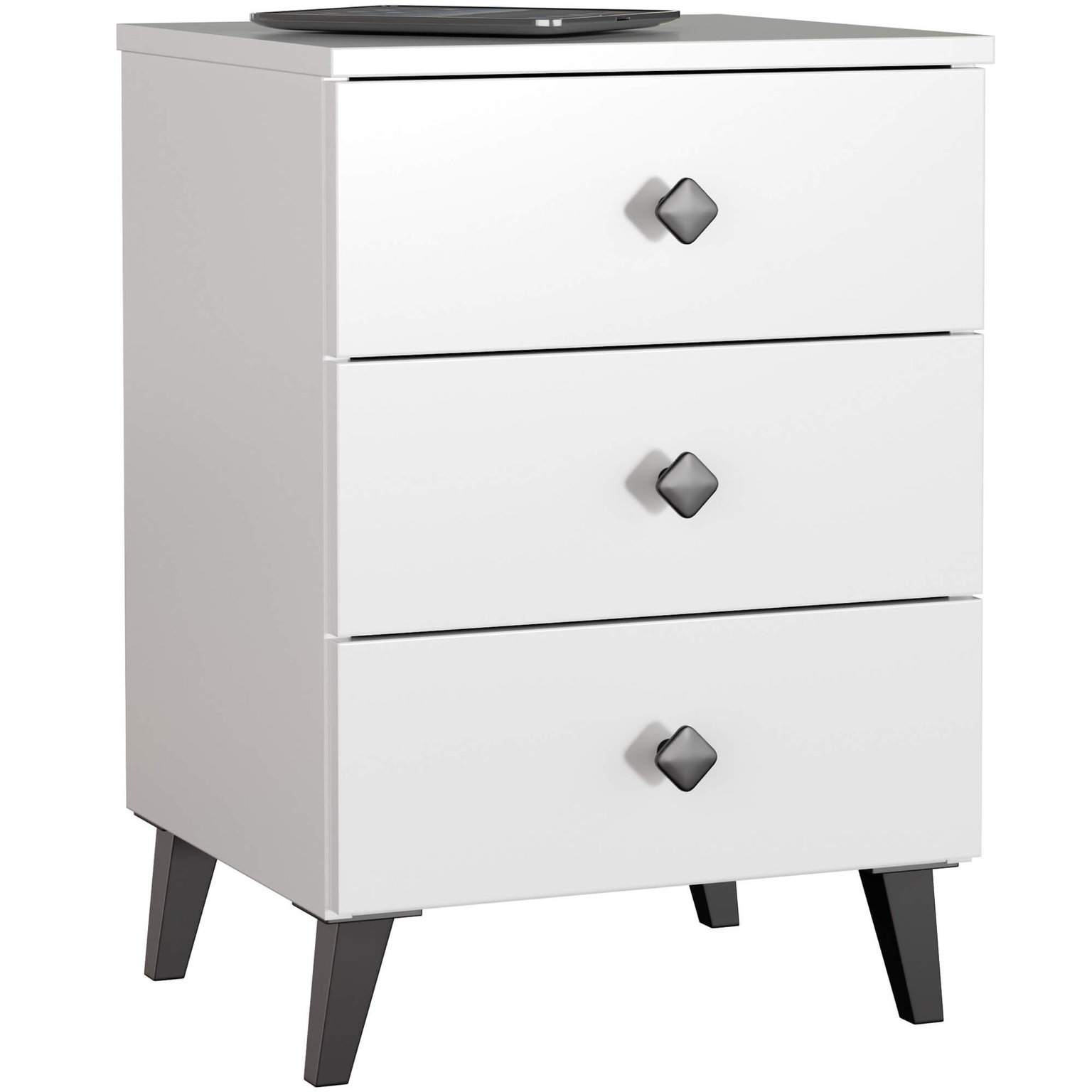 Naktinis staliukas MOBI K-03, balta/juoda-0