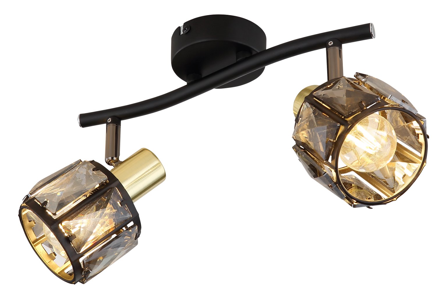 Taškinis šviestuvas GLOBO Indiana, 2 x E14, 40W, juodos/ aukso sp., 28 x 18 x 22 cm - 1