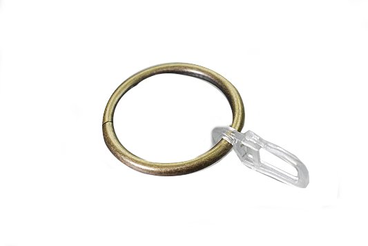 Karnizo žiedai su kabliukais CLASSIC, metaliniai, šv. sendinto aukso sp., Ø 19 mm, 10 vnt.