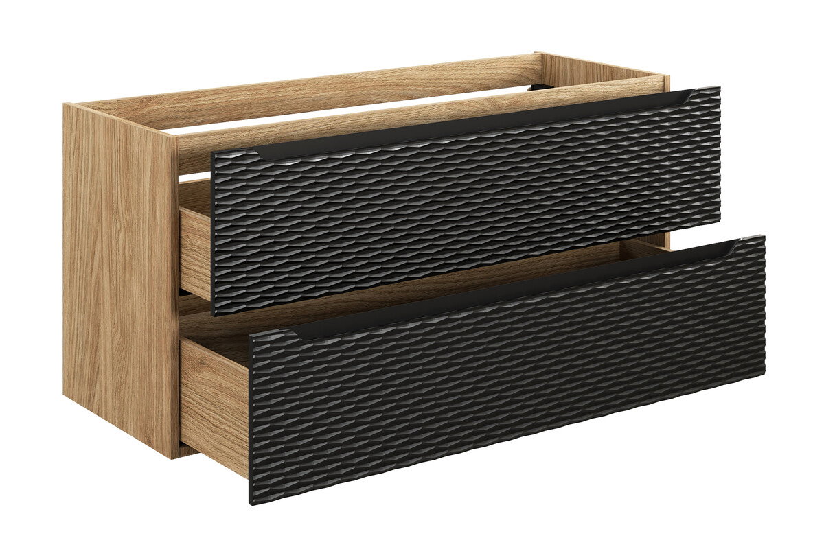 Apatinė vonios spintelė COMAD OCEAN BLACK su praustuvu SLIM 60, ąžuolo/juoda - 3