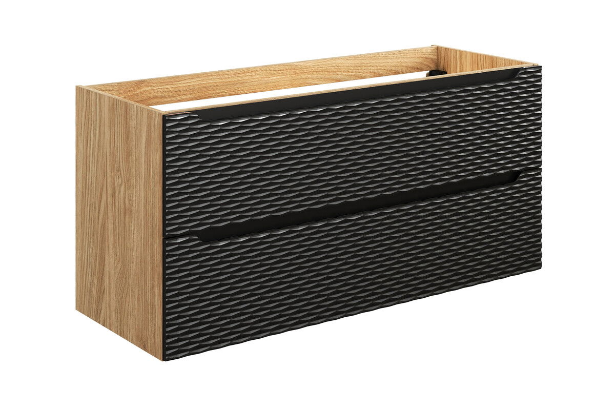 Apatinė vonios spintelė COMAD OCEAN BLACK su praustuvu SLIM 60, ąžuolo/juoda-1