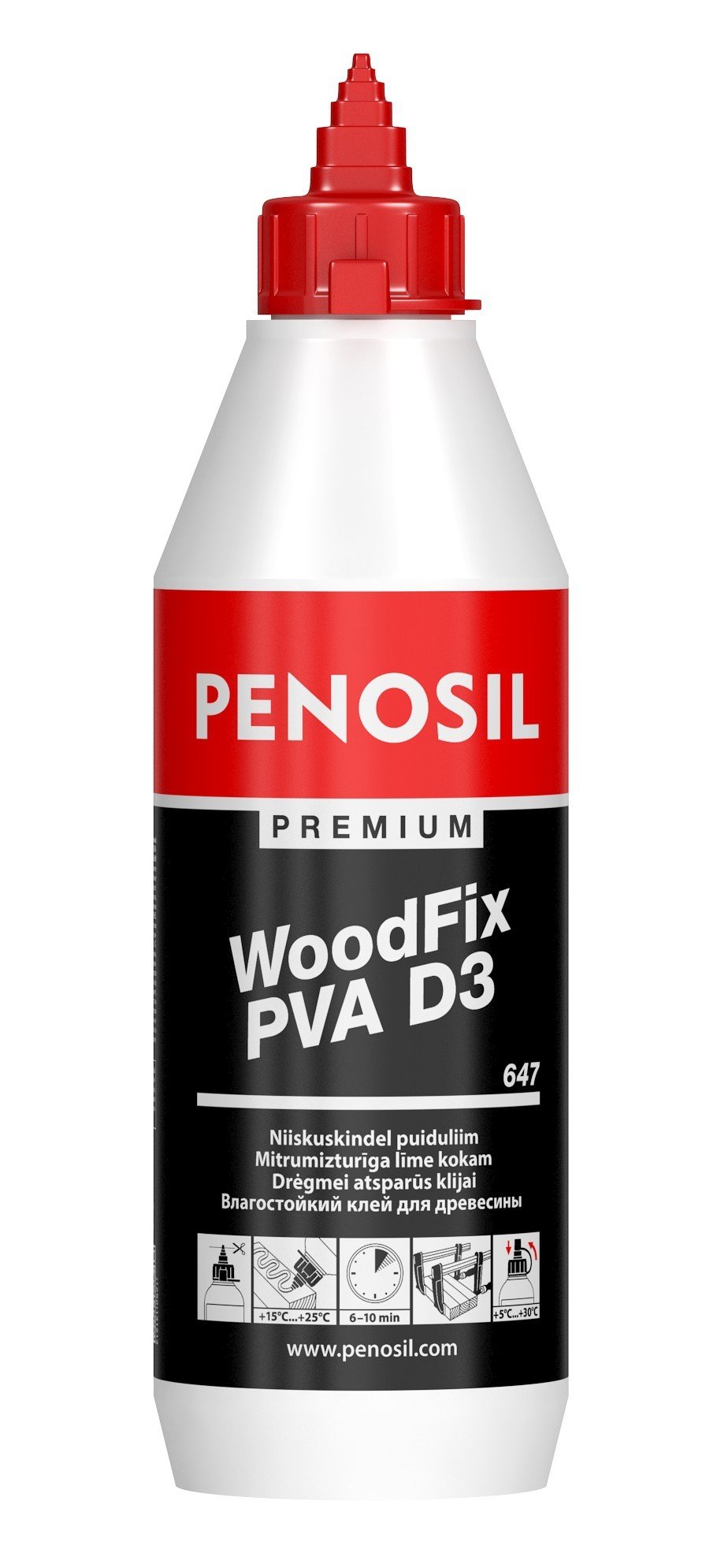 Medienos klijai PENOSIL PREMIUM WOODFIX PVA D3, 500 ml